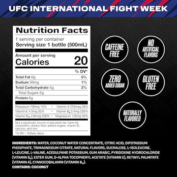 PRIME Hydration UFC Sports Drinks Electrolyte Enhanced for Replenishing Fluids 250mg BCAAs B Vitamins Antioxidants Low Sugar 16.9 Fl Oz 12 Pack