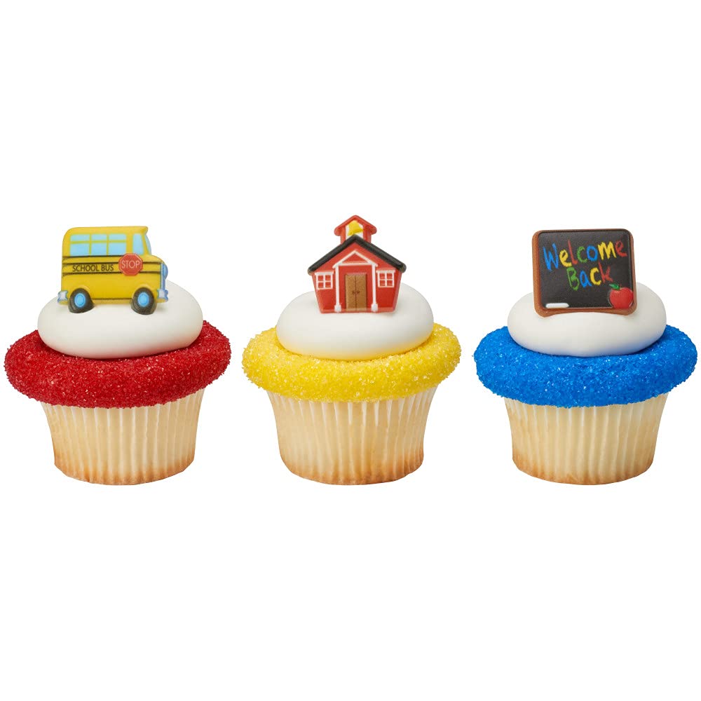 Cakedrake School Icons Cupcake Rings (24 Pieces) Back To School Themed Cake Decor