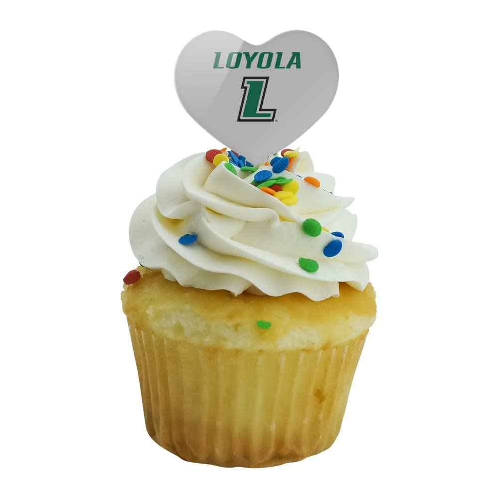 GRAPHICS & MORE Cupcake Picks Set of 6 - Loyola University Maryland Heart Love - Acrylic