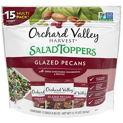 Orchard Valley Harvest Glazed Pecans Salad Toppers 0.85 Ounce Bags (Pack Of 15) With Cranberries And Pepitas Non-Gmo No Artifici