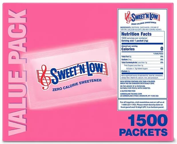 Generic Zero-Calorie Sweetener Packets, 1500 Count, Sugar Substitute