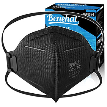 Benehal Niosh Approved N95 Mask Particulate Respirators, Pack Of 50 N95 Face Masks, Individually Wrapped, Black