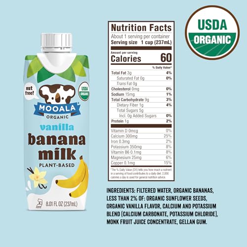 Mooala Vanilla Bananamilk Organic Shelf Stable 237 mL Case 12