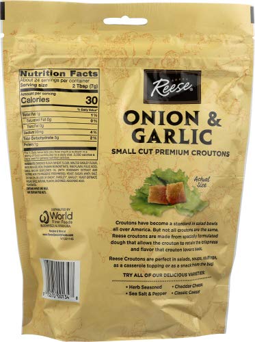 Reese Onion and Garlic Croutons, 6-Ounces (Pack of 12)