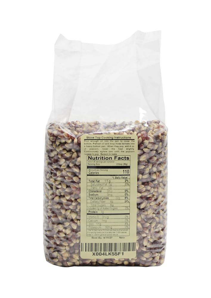 Riehles Select Popping Corn - Pink Blossom Old Fashioned Whole Grain Popcorn - 28 Ounce Resealable Bag - Non GMO, Gluten Free,