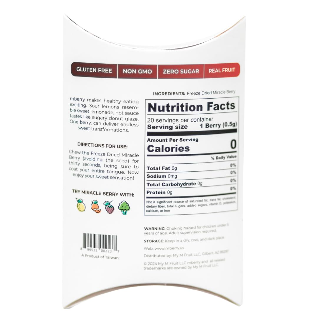 Mberry Freeze Dried Miracle Berries, 20 Berries
