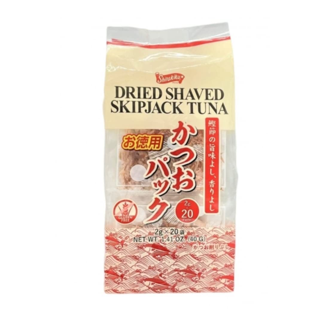 Shirakiku Authentic Dried Shaved Skipjack Tuna Hana Katsuo | Japanese Katsuobushi | Product of Japan (0.71oz / 20g X 20 pack)