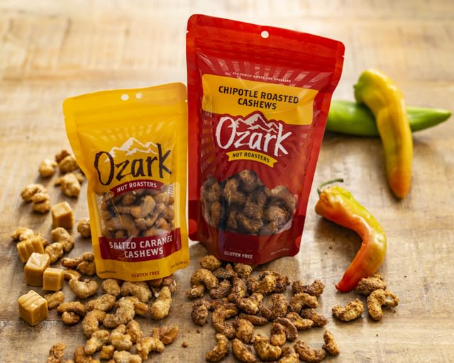 Ozark Nut Roasters: Salted Caramel Cashews, Flavored Snack Nuts & Gourmet Candied Cashews, Blend Of Sugar, Sea Salt & Caramel, Pack Of 1 (7.0 Oz)