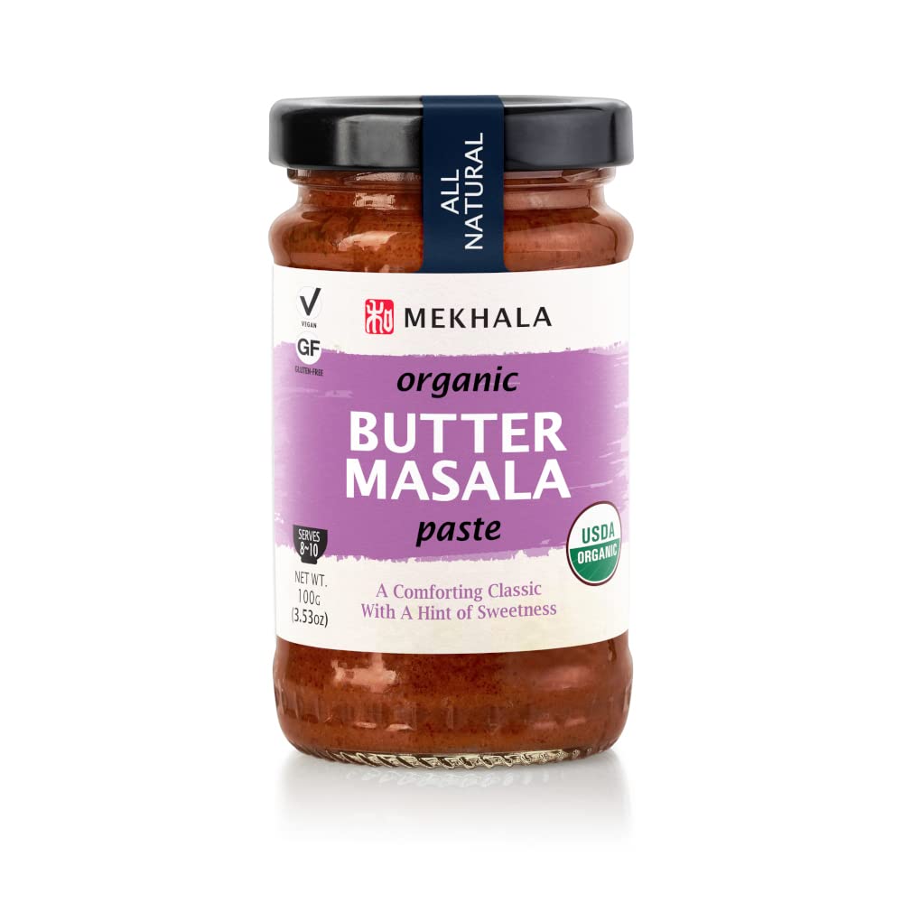 Mekhala Organic Butter Masala Indian Cooking Paste, Versatile Sauce, Marinade, Cooking Paste. No Heat. Organic Vegan Gluten-Free