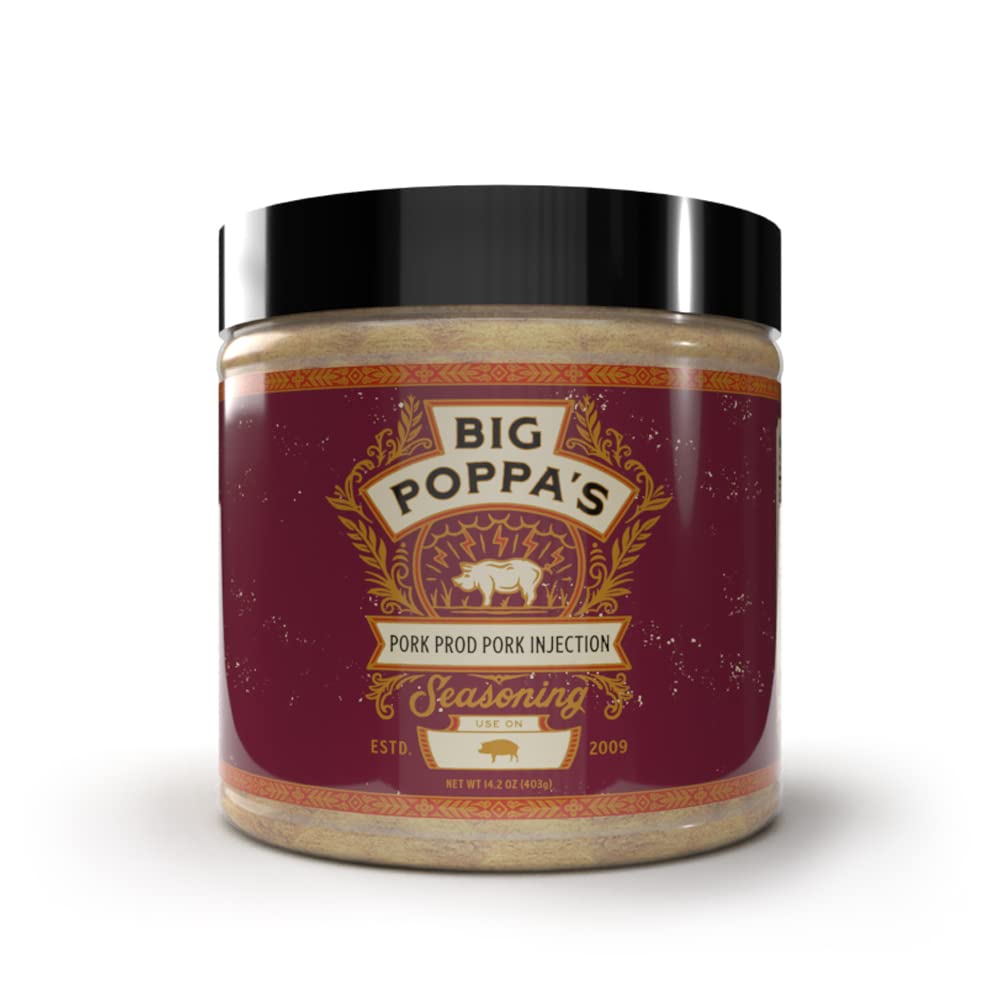 Big Poppas Pork Prod Pork Injection - Championship-Grade Bbq Injection For Juicy Flavor-Packed Meat - Savory Balanced Blend For Shoulder Butt Ribs & Loin - Gluten-Free Pork Marinade (14.2 Oz)