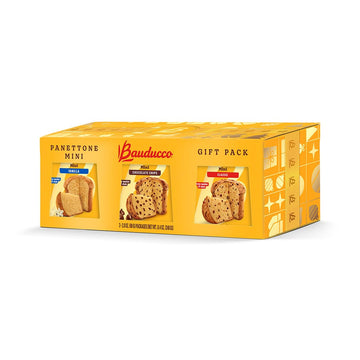 Bauducco Mini Panettone Assorted - Classic, Chocolate Chips, Vanilla - 8.4oz (Pack of 3) - Moist & Fresh Italian Recipe