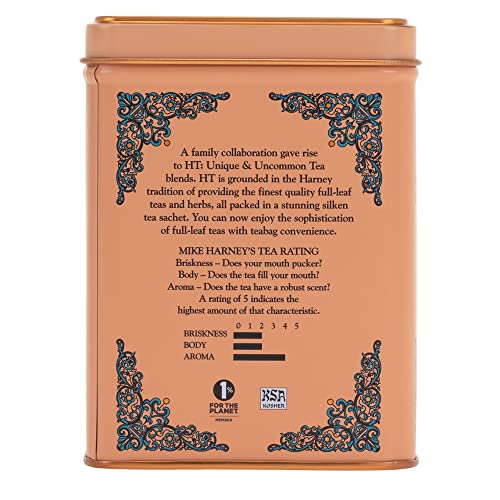 Harney & Sons Peaches & Ginger Black Tea - 20 Count Sachet Tin - Premium Flavored Black Tea for a Refreshing Brew