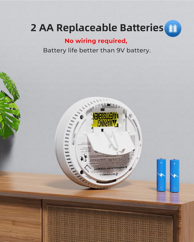 Siterwell Wifi Smoke Detector, Smart Smoke And Carbon Monoxide Detector With Auto-Check, 2.4G Wifi Smoke Detector And Carbon Mon