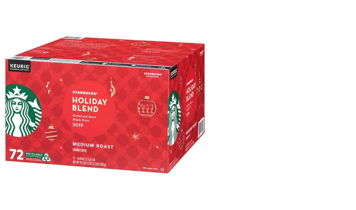 Starbucks Coffee Holiday Blend K Cup Pods, 29.2 Oz, 72 Count