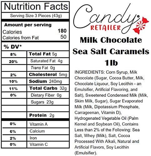 Candy Retailer Milk Chocolate Sea Salt Caramels, 1lb Bag