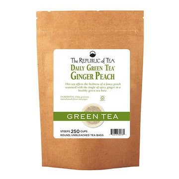 The Republic of Tea Ginger Peach Green Tea - 250 Tea Bags, Gourmet Green Tea with Ripe Peach and Spicy Ginger