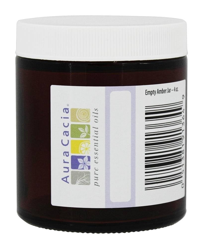 Aura Cacia Amber Wide Mouth Jar With Writable Label | 4 Oz.