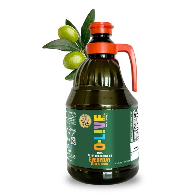 O-Live & Co. 2L (66 Fl Oz) 100% Extra Virgin Olive Oil Bulk - No Additive - Single Origin EVOO - First Cold Pressed - Polyphenol