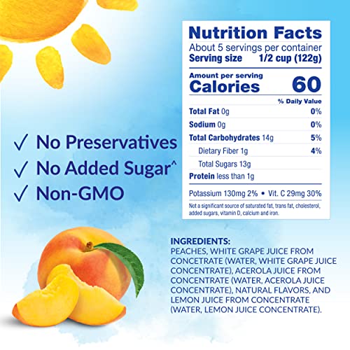 Dole Fruit Jars Yellow Cling Sliced Peaches in 100% Fruit Juice Gluten Free Pantry Staples 23.5 Oz Resealable Jar
