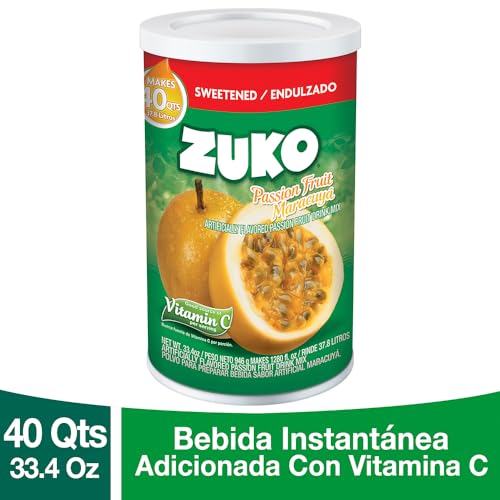 Zuko Passion Fruit Instant Powder Drink, Canister, No Sugar Needed, 33.4 Oz (Pack Of 1)