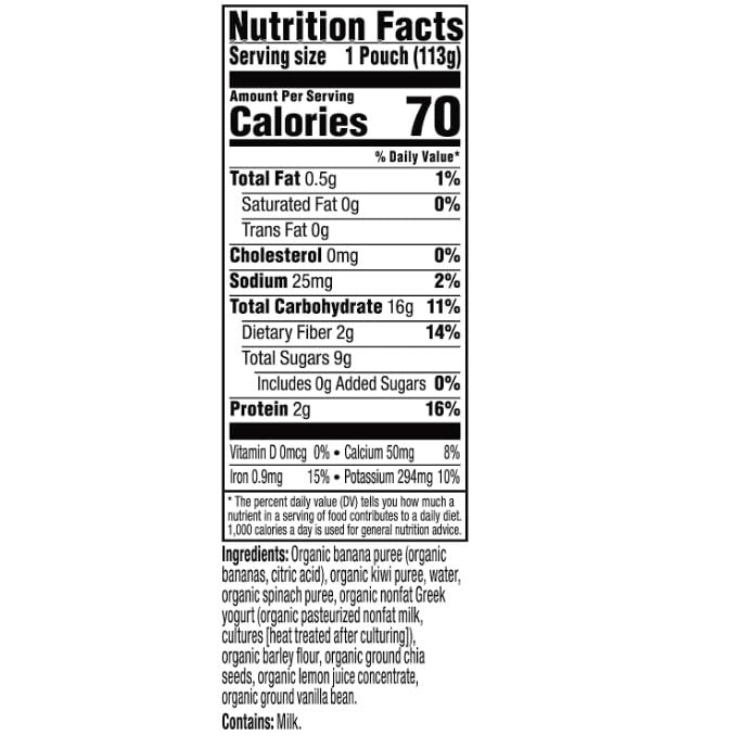 Plum Organics Mighty Morning Organic Toddler Food - Banana, Kiwi, Spinach, Greek Yogurt, and Barley - 4 oz Pouch (Pack of 12) -