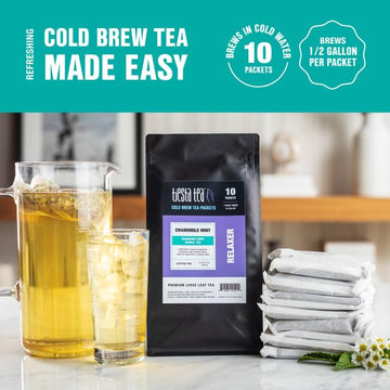 Tiesta Tea - Chamomile Mint Cold Brew, Premium Loose Leaf Blend, Non-Caffeinated Iced Tea, 10 Cold Brew Tea Packets - Brews One