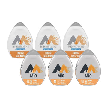 Mio Water Enhancement Variety Pack Includes 3 Orange Tangerine And 3 Mango Peach 1.62 Fl Oz Each (Pack Of 6)
