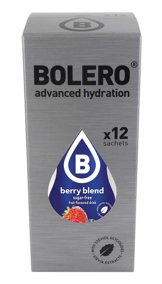 Bolero- Sugar Free Drink Mix Packets Berry Blend Fruit Flavors | Powdered Flavored Water Packets | 12 Large Sachet On The Go Packets