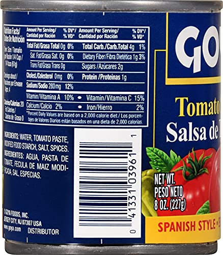 Goya Foods Tomato Sauce, Spanish Style, 8 Ounce (Pack Of 48)