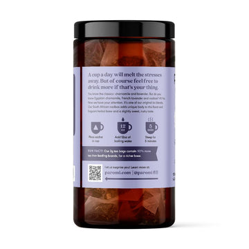 Paromi Chamomile Lavender Rooibos Organic Tea, Signature Jar, 15 Count (Pack Of 6)