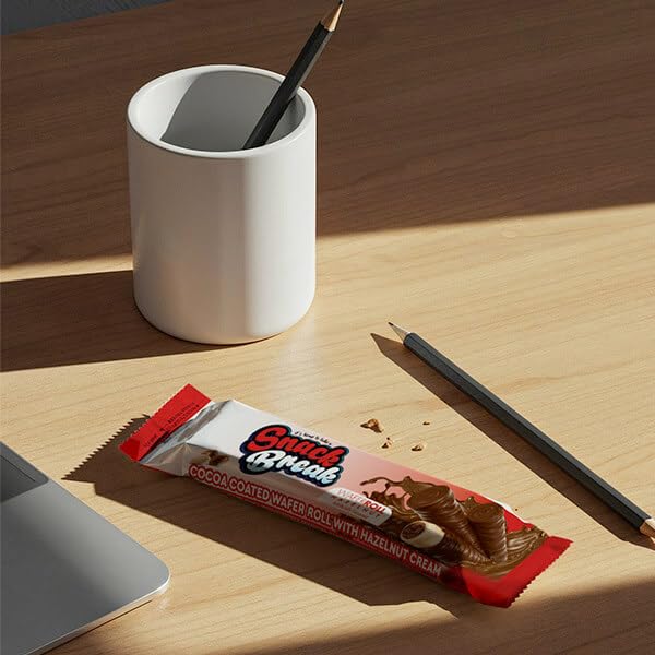 Snack Break Hazelnut Wafer Rolls, Rolled Wafer Cookies, Cocoa Coated Delicious Snack, Individually Wrapped, Crunchy Sticks For On-The-Go, Coffee, Tea, 24 Count (Pack Of 3)
