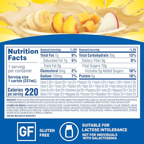 Carnation Breakfast Essentials Fruit and Protein Smoothie, Tropical, 24 Pack of 8 fl oz Cartons