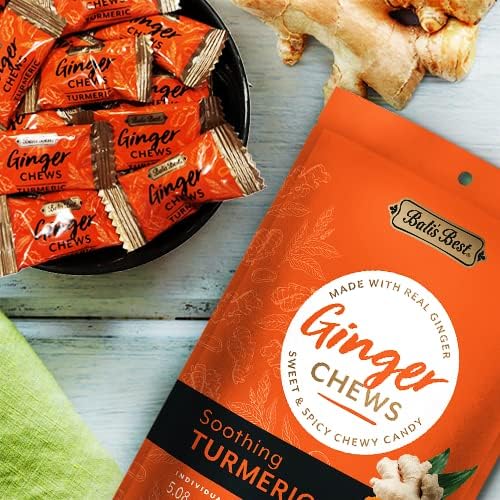 Balis Best Ginger Chews - Turmeric Flavor, Pack of 3, 100% Real Ginger, Chewy Candies, 3x 5.08oz Bags