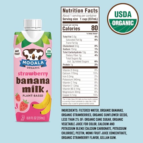 Mooala Strawberry Bananamilk Organic Shelf Stable 237 mL Case 12