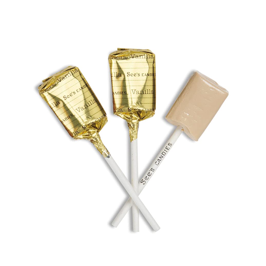Sees Candies Vanilla Lollipops, 1lb 5 oz, White, Pack of 1