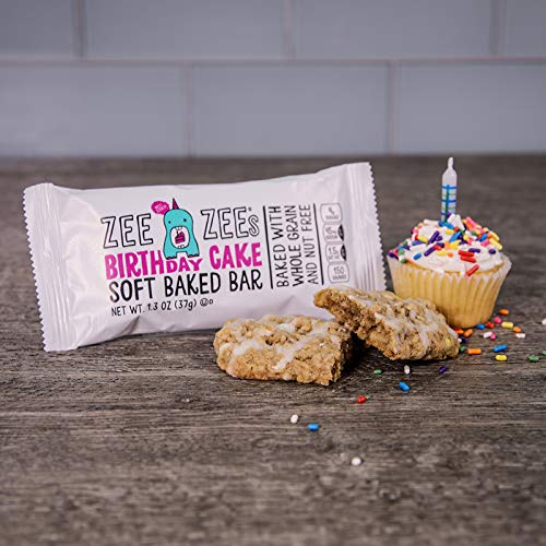 Zee Zees Birthday Cake Soft Baked Snack Bars, 1.3 oz, 30 pack, Nut Free, Whole Grain, Safe for School, On-The-Go, Kosher, Allerg