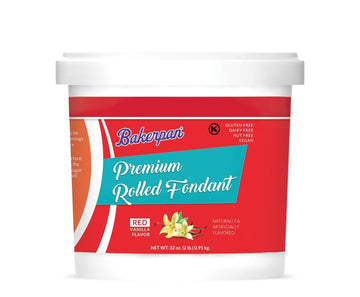 Bakerpan Premium Rolled Red Fondant For Cake Decorating - 2 Pounds, Vanilla Flavor