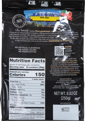 Loacker Wafer Quadrini Dark Chocolate, 8.82 Ounce (Pack of 1), Model 214511