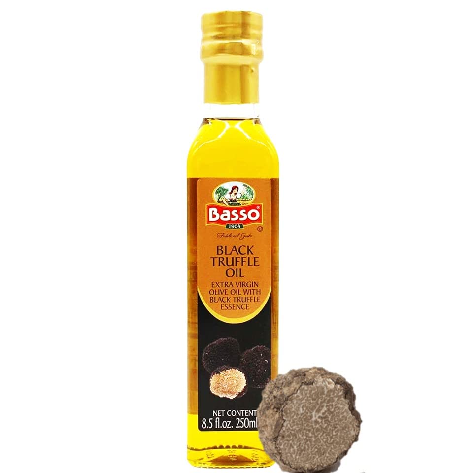 Basso 1904 - Black Truffle Oil, Large Bottle 8.5Oz (250 Ml), High Concentrate, Great For Cooking, Pasta, Pizza, Risotto