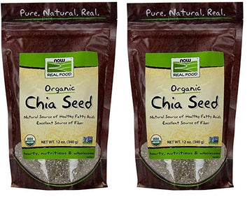Now Foods, Organic Black Chia Seeds, Non-Gmo, Source Of Healthy Fatty Acids And Fiber, 12-Ounce (Packaging May Vary) (Pack Of 2)