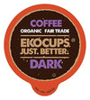 Ekocups Organic Dark Roast Coffee Pods, Extra 30% More Coffee Per Cup, Artisan Fair Trade, Dark Roast Coffee For Keurig K Cup Ma