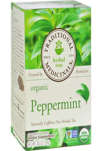 Traditional Medicinals Organic Peppermint Herbal Tea, Alleviates Digestive Discomfort, (Pack of 1) - 16 Tea Bags