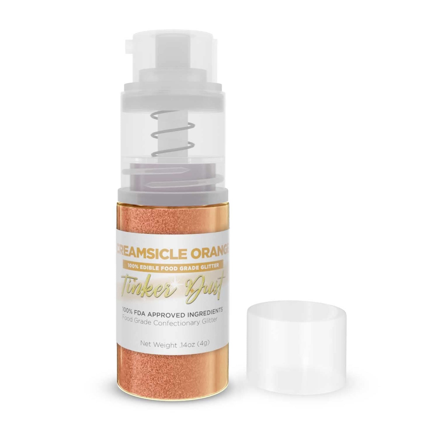 Tinker Dust - Creamsicle Orange (4G 1X Mini Pump) Edible Glitter For Desserts, Beverages, Cupcakes, Cake Pops And Cookies By Bak