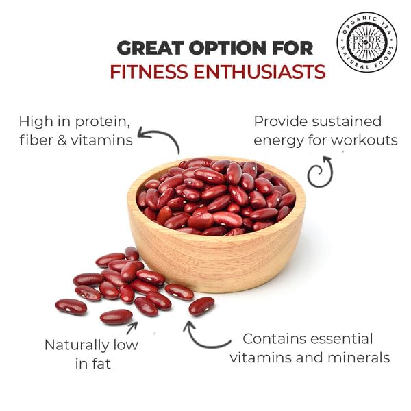 Pride Of India - Pack Of 6 - Indian Whole Dark Kidney Beans - Protein & Fiber Rich Rajma, 1.5 Pound Jar