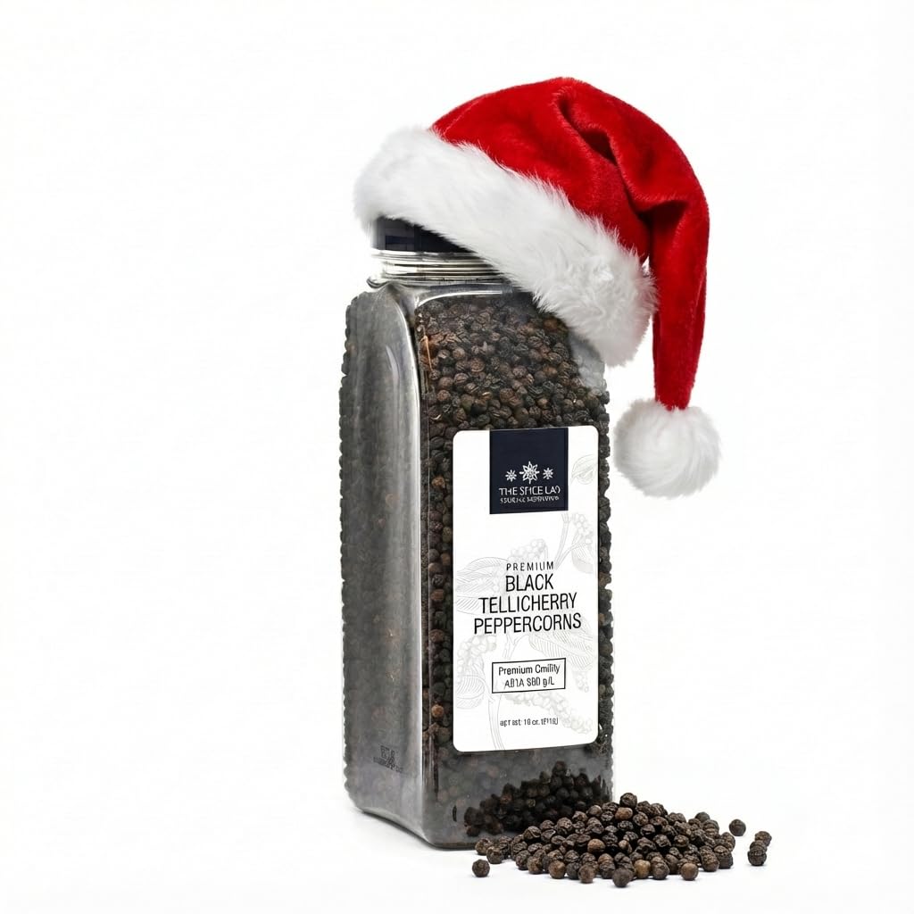 The Spice Lab Black Tellicherry Peppercorns for Grinder Packed in the USA - Steam Sterilized Kosher Non-GMO All Natural Black Pe