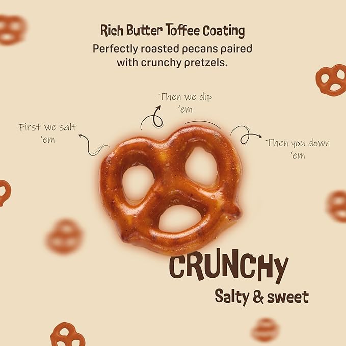 Austin Pretzel Co. Variety Pack - Gourmet Butter Toffee Pretzels, 4 oz, Sweet & Savory Snack, Includes Original, Vanilla Bean & Pecan Flavors