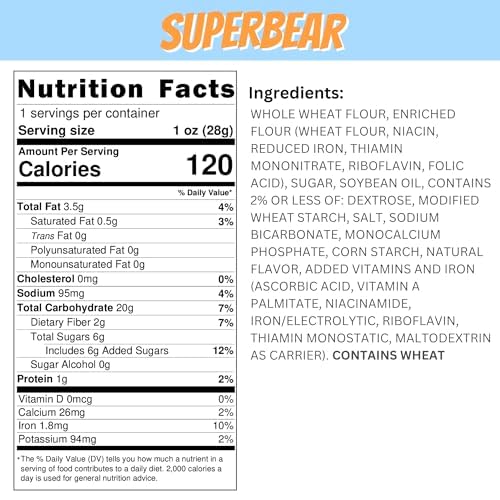 MJM SuperBear Vanilla Grahams - Crunchy Snack - 1 Ounce (Pack of 50)