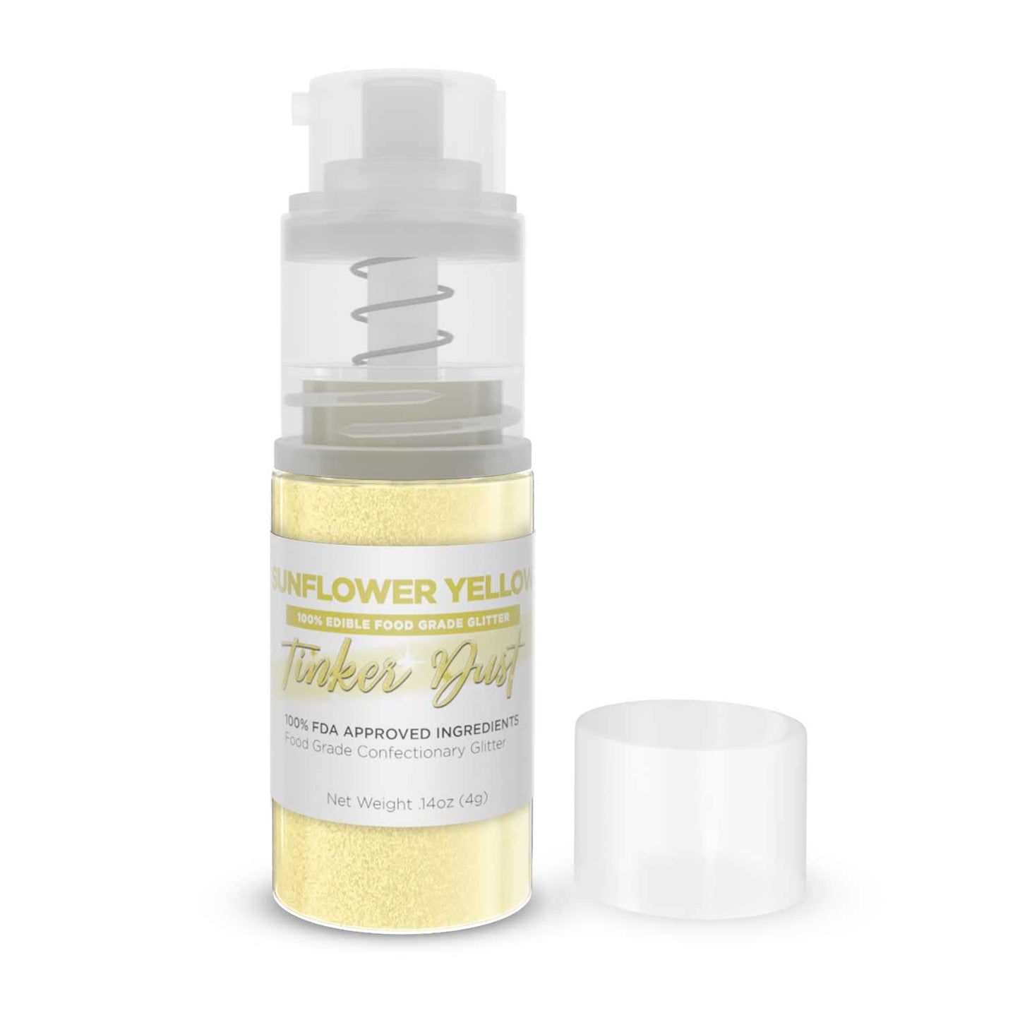 Tinker Dust - Sunflower Yellow (4G 1X Mini Pump) Edible Glitter For Desserts, Beverages, Cupcakes, Cake Pops And Cookies By Bake