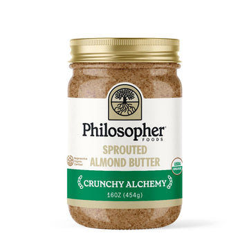 Philosopher Foods Crunchy Alchemy Sprouted Almond Nut Butter, 16 Oz. - Thick Organic Butter, Natural Sweetness, Stone Ground Alm