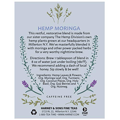 Harney & Sons Hemp Moringa Tea Blend, Wellness, Deep Sleep Blend, 5 Oz Tin